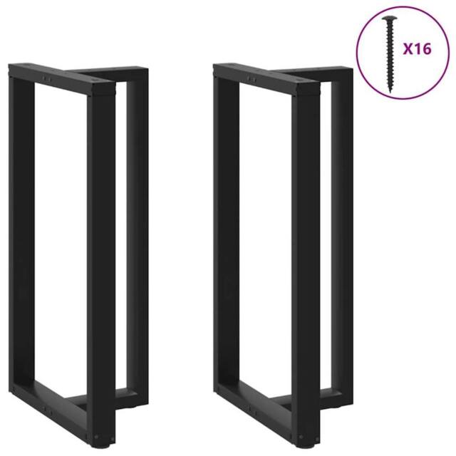 Berkfield Home Modern Bar Table Legs T-Shaped¬†2 pcs Black 60x35x(110-111) cm Steel - image 1