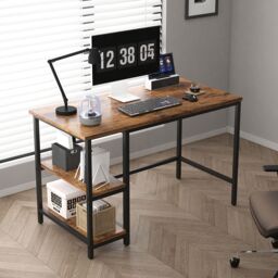 MCC Direct Computer Desk with 2 adjustable shelves 100cm Chicago in Brown