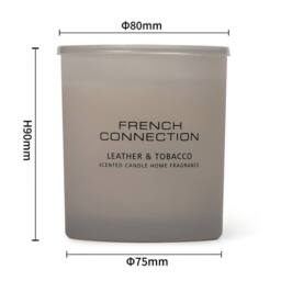 French Connection Leather & Tobacco Grey Glass Candle 190g - Luxury Single Wick - thumbnail 2