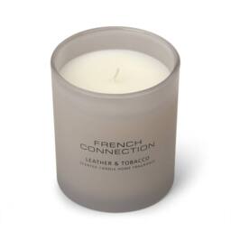 French Connection Leather & Tobacco Grey Glass Candle 190g - Luxury Single Wick - thumbnail 3
