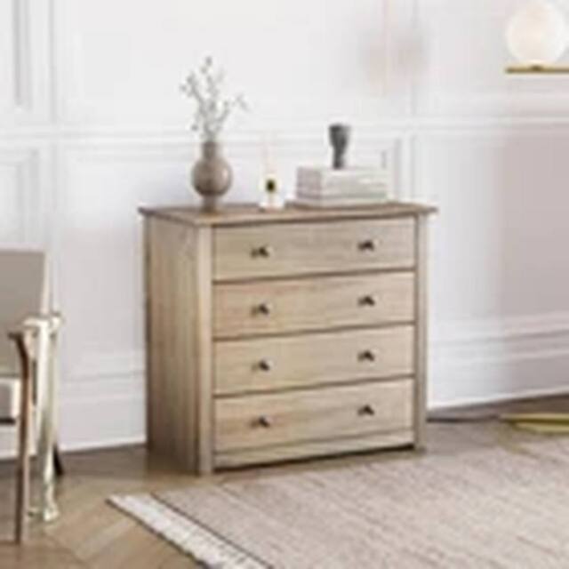 EONLION 4 Drawer Pine Wood Chest of Drawers Waxed Storage Bedroom Furniture in Brown - image 1