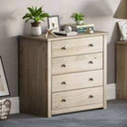 EONLION 4 Drawer Pine Wood Chest of Drawers Waxed Storage Bedroom Furniture in Brown - thumbnail 3