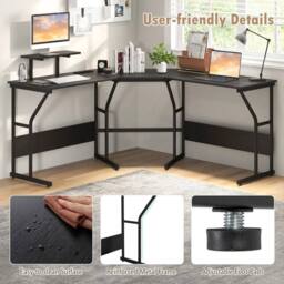 NESTLUNE Corner Computer Desk for Space Saving Workstation in Black - Size: 100 cm x 15 cm - thumbnail 5
