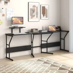 NESTLUNE Corner Computer Desk for Space Saving Workstation in Black - Size: 100 cm x 15 cm - thumbnail 6