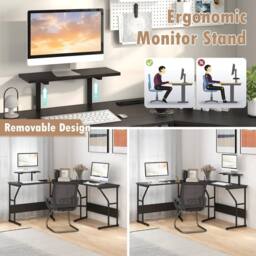 NESTLUNE Corner Computer Desk for Space Saving Workstation in Black - Size: 100 cm x 15 cm - thumbnail 4