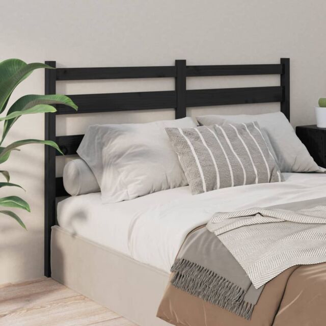 Berkfield Home Bed Headboard Black 186x4x100 cm Solid Wood Pine - Size: 186 x 4 x 100 cm - image 1