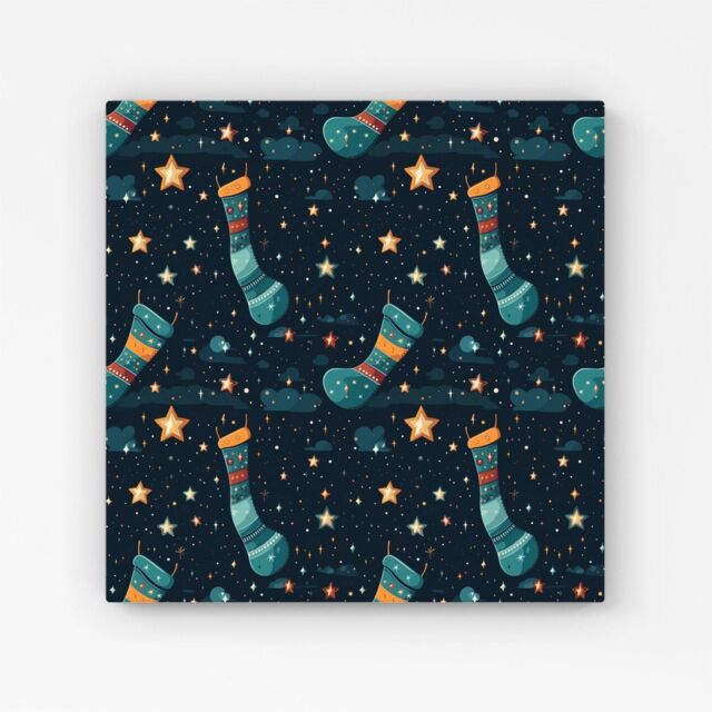 Warren Reed - Designer Christmas Stocking In A Starry Night Sky Canvas in Blue - Size: w40 inch x h40 inch - image 1