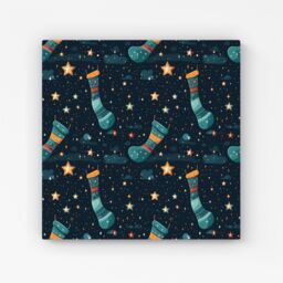 Warren Reed - Designer Christmas Stocking In A Starry Night Sky Canvas in Blue - Size: w40 inch x h40 inch - thumbnail 1
