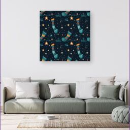 Warren Reed - Designer Christmas Stocking In A Starry Night Sky Canvas in Blue - Size: w40 inch x h40 inch - thumbnail 4