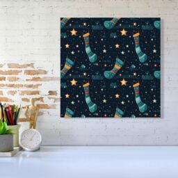 Warren Reed - Designer Christmas Stocking In A Starry Night Sky Canvas in Blue - Size: w40 inch x h40 inch - thumbnail 2