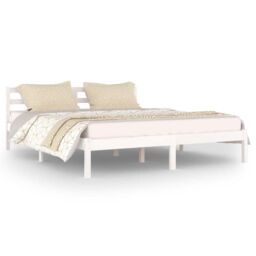 Berkfield Home Day Bed Solid Wood Pine 160x200 cm King Size White - thumbnail 2