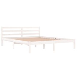 Berkfield Home Day Bed Solid Wood Pine 160x200 cm King Size White - thumbnail 3