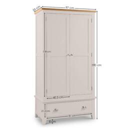 Cheshire Premium Westbury 2 Door & 1 Drawer Wardrobe in Elephant Grey - thumbnail 4