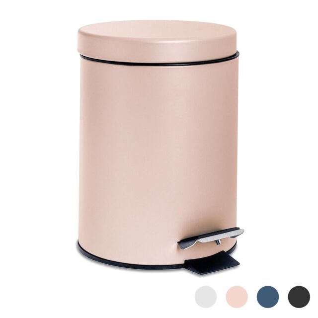 Harbour Housewares 3L Round Bathroom Pedal Bin - Stainless Steel Slim Rubbish Dustbin in Pink - image 1