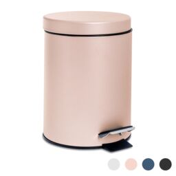 Harbour Housewares 3L Round Bathroom Pedal Bin - Stainless Steel Slim Rubbish Dustbin in Pink - thumbnail 1
