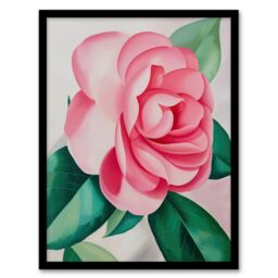 Artery8 Camelia Winter Rose Flower Watercolour Painting Framed Art Print in Pink - Size: A4 - thumbnail 1