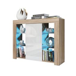 Creative Furniture Harbor Sideboard 97cm - A Stylish & Functional Cabinet with Gloss Doors & LED Lights in Light Oak - thumbnail 3