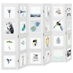 Berkfield Home Room Divider 6 Panels White Solid Wood Paulownia - thumbnail 4