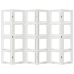 Berkfield Home Room Divider 6 Panels White Solid Wood Paulownia - thumbnail 5