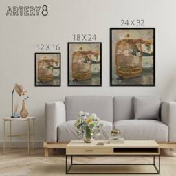 "Artery8 The Bird Cage Still Life Painting Morisot Black Framed Canvas Wall Art - Size: W12"" x H16""" - thumbnail 4