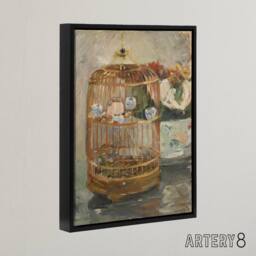 "Artery8 The Bird Cage Still Life Painting Morisot Black Framed Canvas Wall Art - Size: W12"" x H16""" - thumbnail 2