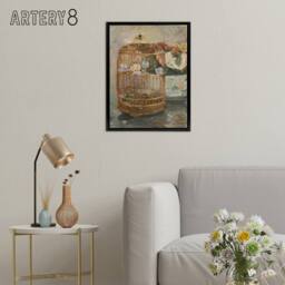 "Artery8 The Bird Cage Still Life Painting Morisot Black Framed Canvas Wall Art - Size: W12"" x H16""" - thumbnail 3