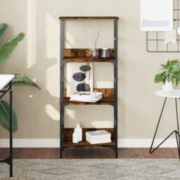 Berkfield Home Bookshelf Smoked Oak 50x33x117.5 cm Engineered Wood in Brown - thumbnail 1