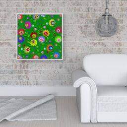 "Warren Reed - Designer Polish Folk Floral Framed Canvas in Off-White - Size: W16"" x H16""" - thumbnail 2