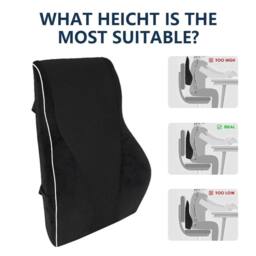 EONLION Lumbar Back Support Cushion Car Seat in Black - Size: 100 cm x 190 cm - thumbnail 4