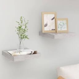 Berkfield Home Floating Wall Shelves 2 pcs Concrete Grey 23x23.5x3.8 cm MDF - thumbnail 2
