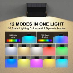 Obasyhig Colorful Solar Outdoor Waterproof Wall Light in Black - thumbnail 3