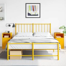 Berkfield Home Bedside Cabinets 2 pcs Mustard Yellow 34.5x39x62 cm Steel - thumbnail 1