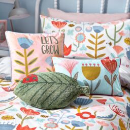 Little Furn . Let's Grow Piped Velvet Polyester Filled Cushion in Pink - Size: 43 cm x 43 cm - thumbnail 5