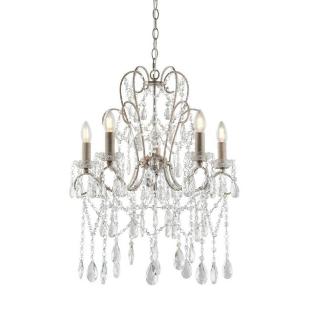 Netlighting Berkley Chandeliers Aged Silver Paint Clear Cut Glass 5x E14 - image 1