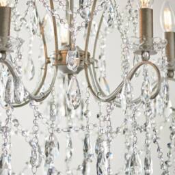 Netlighting Berkley Chandeliers Aged Silver Paint Clear Cut Glass 5x E14 - thumbnail 6
