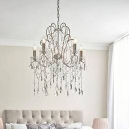 Netlighting Berkley Chandeliers Aged Silver Paint Clear Cut Glass 5x E14 - thumbnail 2