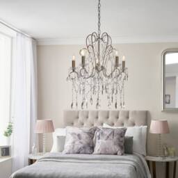 Netlighting Berkley Chandeliers Aged Silver Paint Clear Cut Glass 5x E14 - thumbnail 3