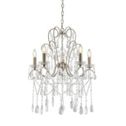 Netlighting Berkley Chandeliers Aged Silver Paint Clear Cut Glass 5x E14