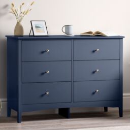 Christow Navy Chest of Drawers Modern 6 Drawer Bedroom Storage Unit Furniture Cabinet - thumbnail 1