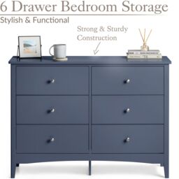 Christow Navy Chest of Drawers Modern 6 Drawer Bedroom Storage Unit Furniture Cabinet - thumbnail 3