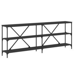 Berkfield Home Console Table Black 200x30x75 cm Engineered Wood & Iron - Size: 200 x 30 x 75 cm - thumbnail 1