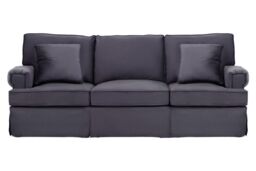 Orsina Three‑Seat Grey Velvet Sofa, Plush Velvet Upholstery with Key‑Style Padded Arms, Wooden‑Base 3‑Seater Sofa in Black - thumbnail 6