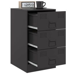 Berkfield Home Bedside Cabinets 2pcs Black 34.5x39x62 cm Steel - thumbnail 4