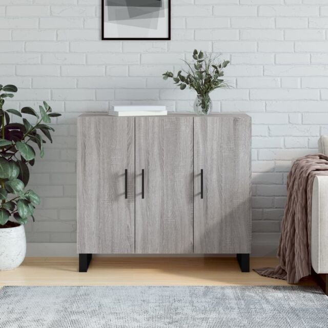 Berkfield Home Sideboard Grey Sonoma 90x34x80 cm Engineered Wood - Size: 90 x 34 x 80 cm - image 1