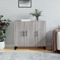 Berkfield Home Sideboard Grey Sonoma 90x34x80 cm Engineered Wood - Size: 90 x 34 x 80 cm