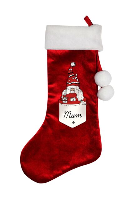 Personalised Memento Company Women's Personalised Gonk Family Red Christmas Stocking- Female - image 1