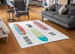 Benjamin Tate Design Sea, Sand, Surf, Beach Designer Rug in Natural - Size: Large - thumbnail 2