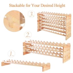Costway 72 Bottles Storage Wine Rack Freestanding Pine Wood Display Shelf Wine Holder in Natural - thumbnail 5