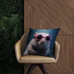 Warren Reed - Designer Splashart DoorMouse with Pink Glasses Outdoor Cushion - Size: 45 cm x 45 cm - thumbnail 2