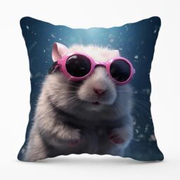 Warren Reed - Designer Splashart DoorMouse with Pink Glasses Outdoor Cushion - Size: 45 cm x 45 cm - thumbnail 1